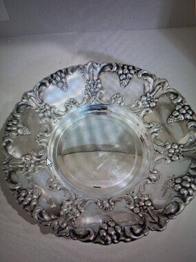 Vintage William Adams Scallop Grapes Silver Plate Serving Bowl Spain